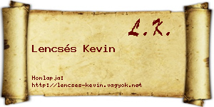 Lencsés Kevin névjegykártya