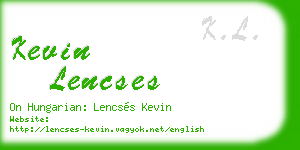 kevin lencses business card
