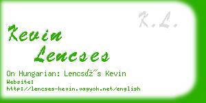 kevin lencses business card